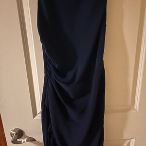 Abercrombie Elegant Navy Blue Dress 
Draped high neck shell midi dress